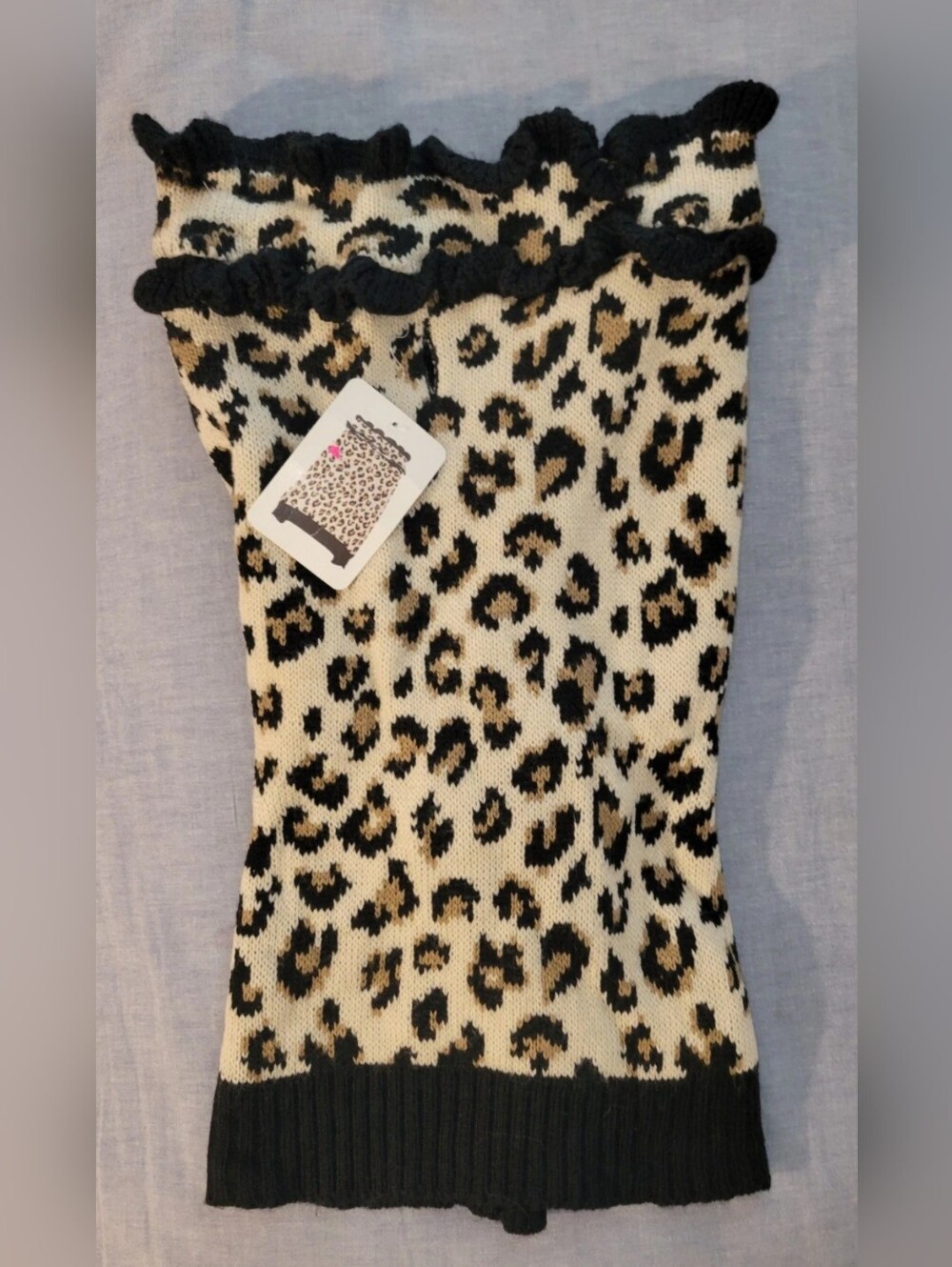 Dog Sweater Vibrant Life Cheetah LEOPARD Designer Size Med 20-50 lb Knit Ruffles